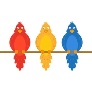 Colorful amusing parrots Stock Illustration