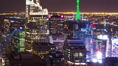 Colorful and abstract time-lapse of New York skyscrapers at night Stock Footage 57109495