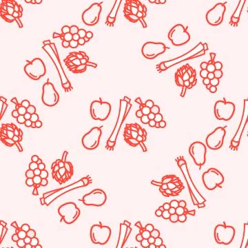 Colorful and bright seamless pattern with food Stock Illustration