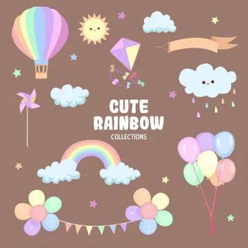 Colorful and cute objects Stock Illustration