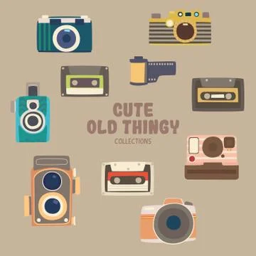 Colorful and cute objects Stock Illustration