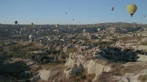 Colorful and funny shaped designed hot air balloons flying in Cappadocia in Stock-Footage 202442005