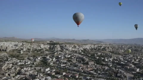 Colorful and funny shaped designed hot air balloons flying in Cappadocia in Stock-Footage 202469375
