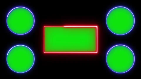 Colorful and gold frames with green screen. Green box neon lights effect. n.. Stock Footage 298927200