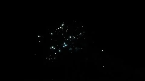 Colorful and sparkling fireworks explode in the black sky in rapid sequence Stock-Footage 219808596