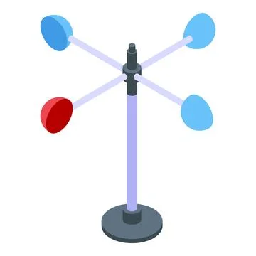Colorful anemometer measuring wind speed and direction isometric icon Stock Illustration