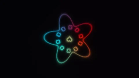 Colorful animated atom design with glowing elements on Stock Footage 338179399