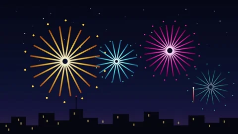 Colorful animated fireworks explode Vidéo 346911706