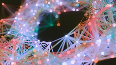 Colorful Animated geometry plexus on a black background Stock Footage 253608475
