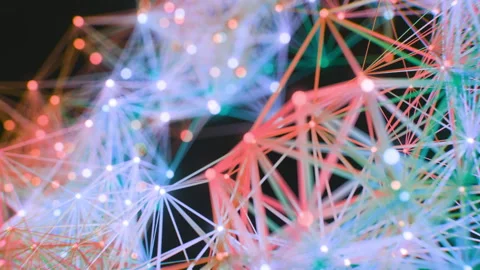Colorful Animated geometry plexus on a dark background Stock Footage 253608234