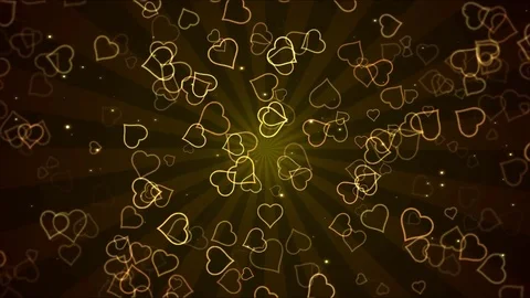 Colorful Animated Heart Shapes - Loop Golden Stock Footage 76357660