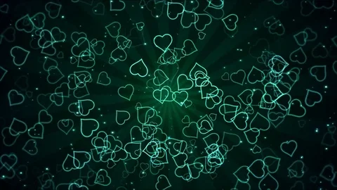 Colorful Animated Heart Shapes - Loop Turquoise Video stock 76358259