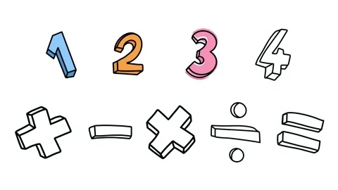Colorful animated math numbers and symbols with playful hand drawn style Stock Footage 328113872