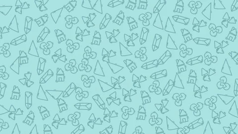 Colorful animated pattern of stationery items including pencils and erasers Stock Footage 321639538