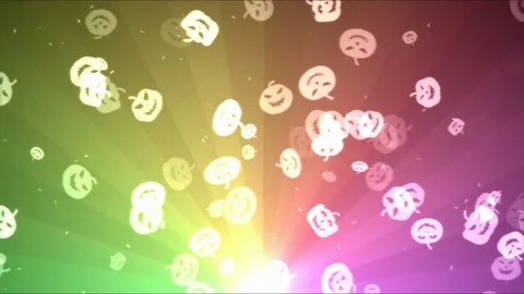 Colorful Animated Pumpkin Shapes - Loop Rainbow Video stock 77351316