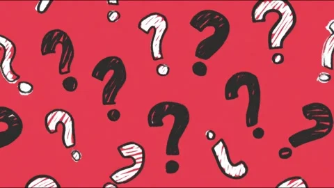 Colorful animated question marks on red background loop Stock Footage 314666469