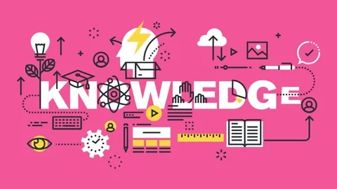 A colorful animated representing knowledge with icons and symbols Stock Footage 340282603