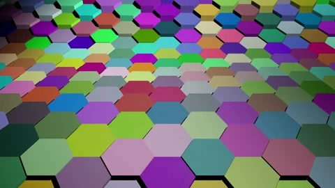Colorful animated three dimensional hexagon grid. Stock Footage 155724331