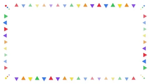 Colorful Animated Triangle Border Frame with Pulsing Rainbow Elements Stock Footage 345037632