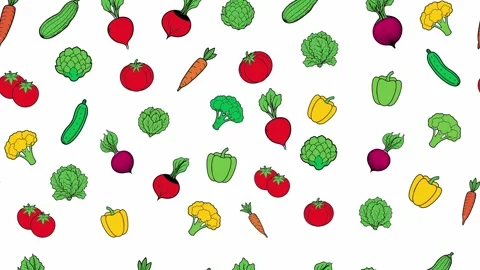 Colorful Animated Vegetables Pattern Stop Motion Stock Animation Vidéo 340811872