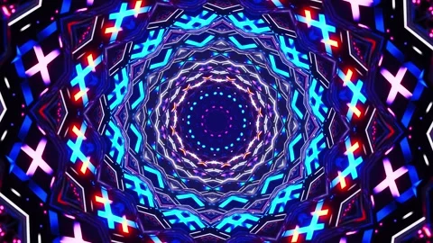 Colorful animation pattern with black background. Kaleidoscope VJ loop Stock Footage 251987056