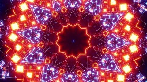 Colorful animation pattern with black background. Kaleidoscope VJ loop Stock Footage 252351664