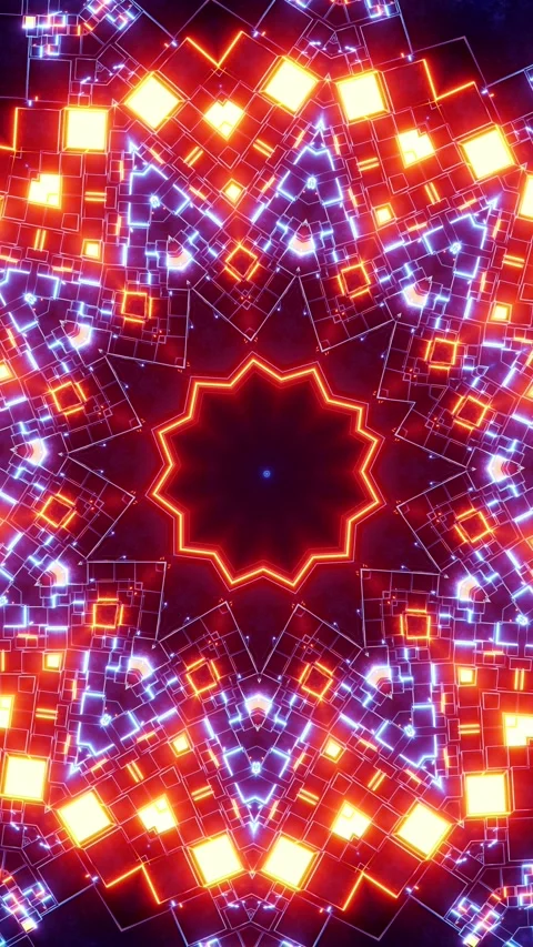 Colorful animation pattern with black background. Kaleidoscope VJ loop Vertical. Stock Footage 314300895