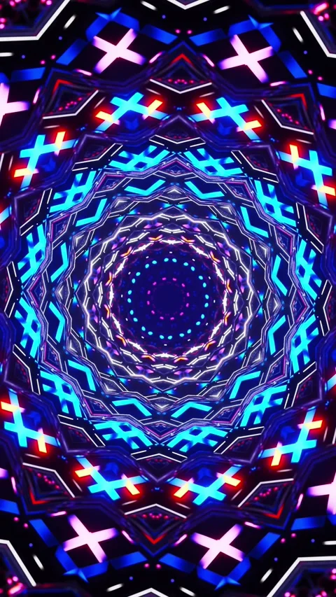 Colorful animation pattern with black background. Kaleidoscope VJ loop Vertical. 스톡 동영상 314542515