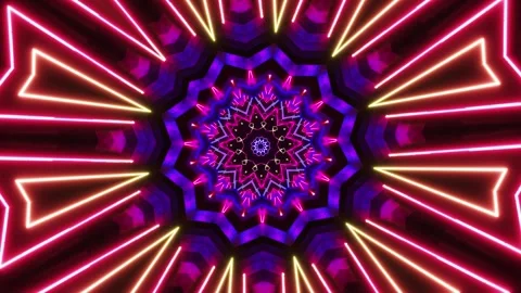 Colorful animation pattern with star in the center. Kaleidoscope VJ loop Stock Footage 251527089