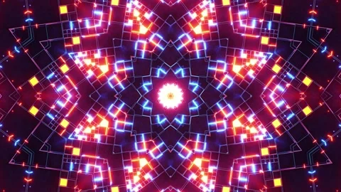 Colorful animation pattern with star in the center. Kaleidoscope VJ loop Stock Footage 252351655