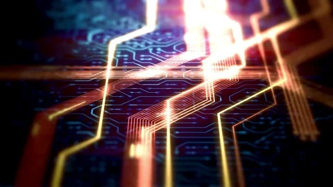 Colorful animation that shows data flow in a computer motherboard. 스톡 동영상 334023937