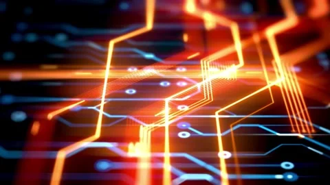 Colorful animation that shows data flow in a computer motherboard. Stock Footage 334024345