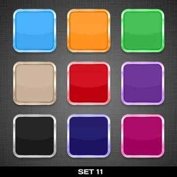 Colorful App Icon Frames, Backgrounds. Set 11 Stock Illustration