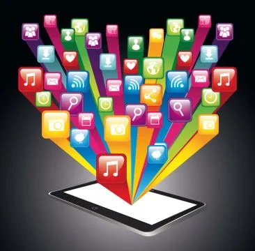 Colorful app store with cellphone. vector illustration 스톡 일러스트
