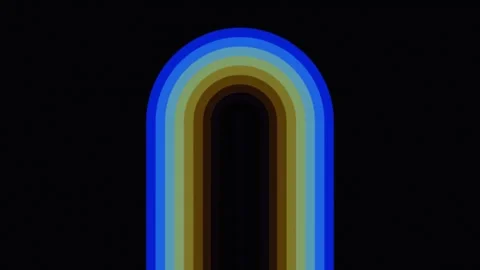 Colorful arch design with layered rainbow stripes on black Stock Footage 338397902
