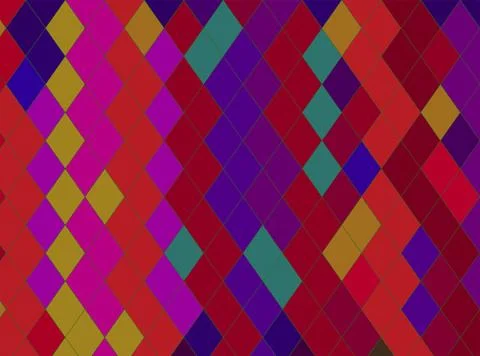 Colorful Argyle Geometric Pattern Background With Rhombus Diamonds In Vibra.. Stock Illustration