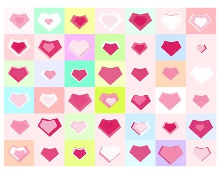 Colorful Array of Hearts in Various Shapes and Colors Isolated on Transpare.. 스톡 일러스트