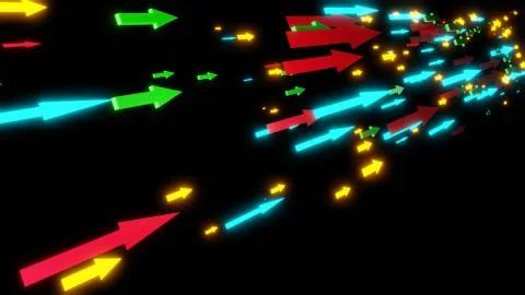 Colorful arrow 3D render Left to right Stock Photos