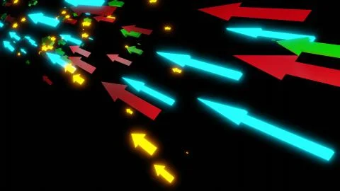 Colorful arrow 3D render right to left Stock Photos