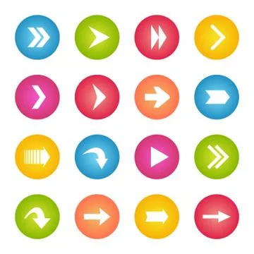 Colorful arrow icon circle web buttons. Illustrazione stock