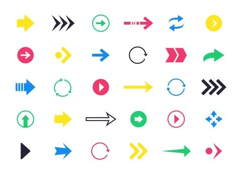 Colorful arrow icons. Interface navigation previous and next pictograms, web Stock Illustration