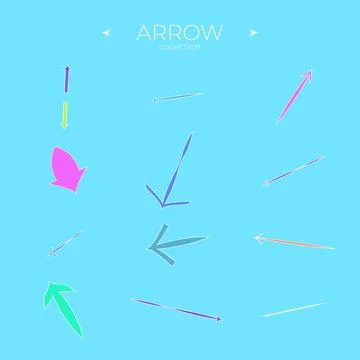 Colorful arrows. Arrows vector collection. With elegant style. Symbol set Illustrazione stock
