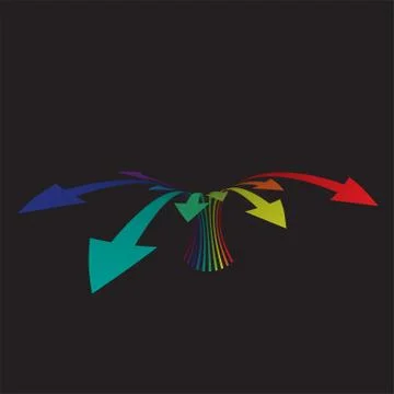 Colorful arrows on black background, vector illustration Stock Illustration