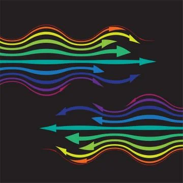 Colorful arrows on black background, vector illustration Stock Illustration