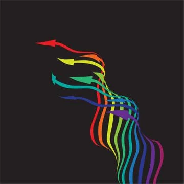 Colorful arrows on black background, vector illustration Stock Illustration