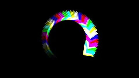 Colorful arrows circular pattern with plain black background Stock Illustration