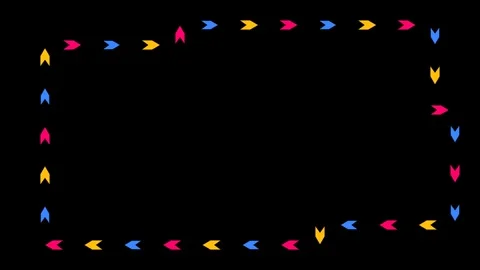 Colorful arrows moving around a rectangular frame in a seamless loop motion.. 스톡 동영상 348216543