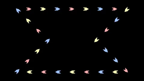 Colorful arrows moving in a geometric pattern along a rectangular border on.. 스톡 동영상 348215993