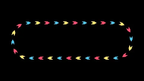 Colorful arrows moving in a looping rounded rectangular frame on a solid bl.. Stock Footage 347806427
