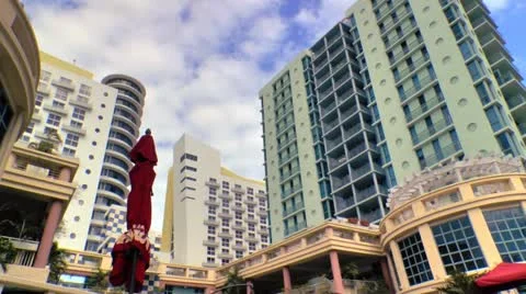 Colorful Art Deco architecture in Miami Beach Stock Footage